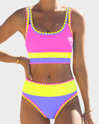 Sporty Colorblock Bikini Set (3-Piece)