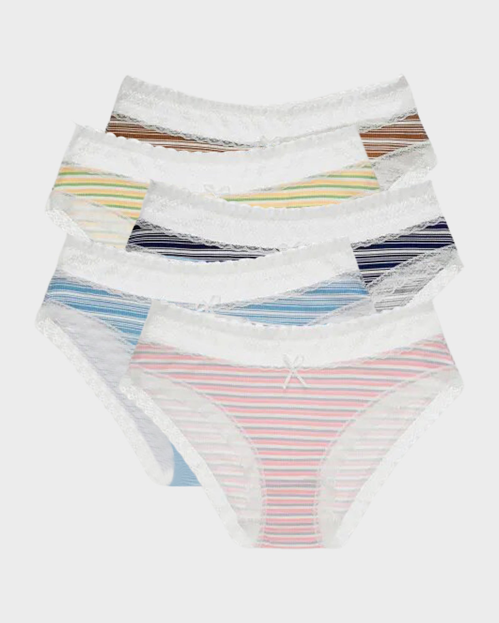 Cotton Seamless Printed Lace Stripe Briefs (5 Pack) Main image