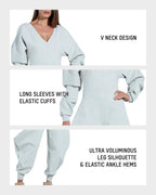 Cozy Deep V Sweatshirt Jumpsuit