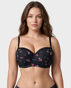 Deep V Lace Trim Full Coverage Push Up Bra