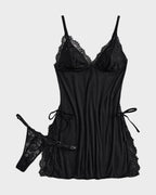 Flirty Sheer Lace Side Slit Babydoll Set