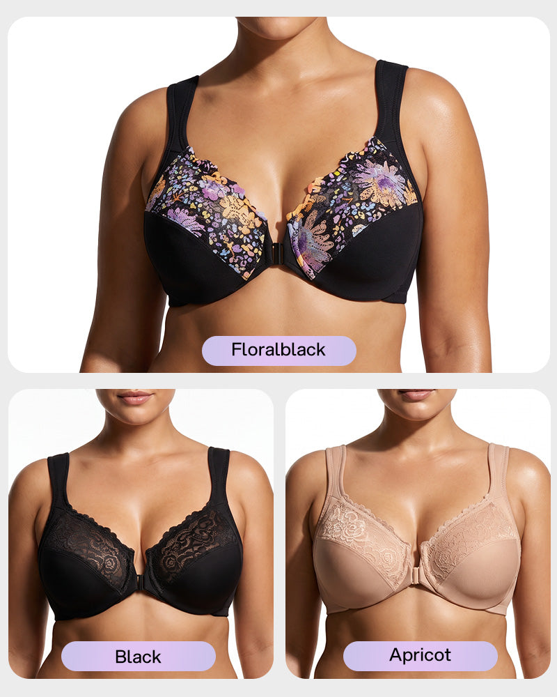 Front-Closure Underwire Print Bra Secondary image