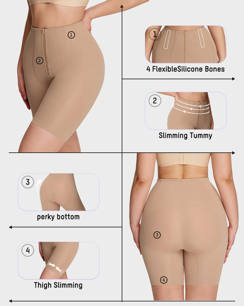 High-Waist Zip-Up Shaping Shorts