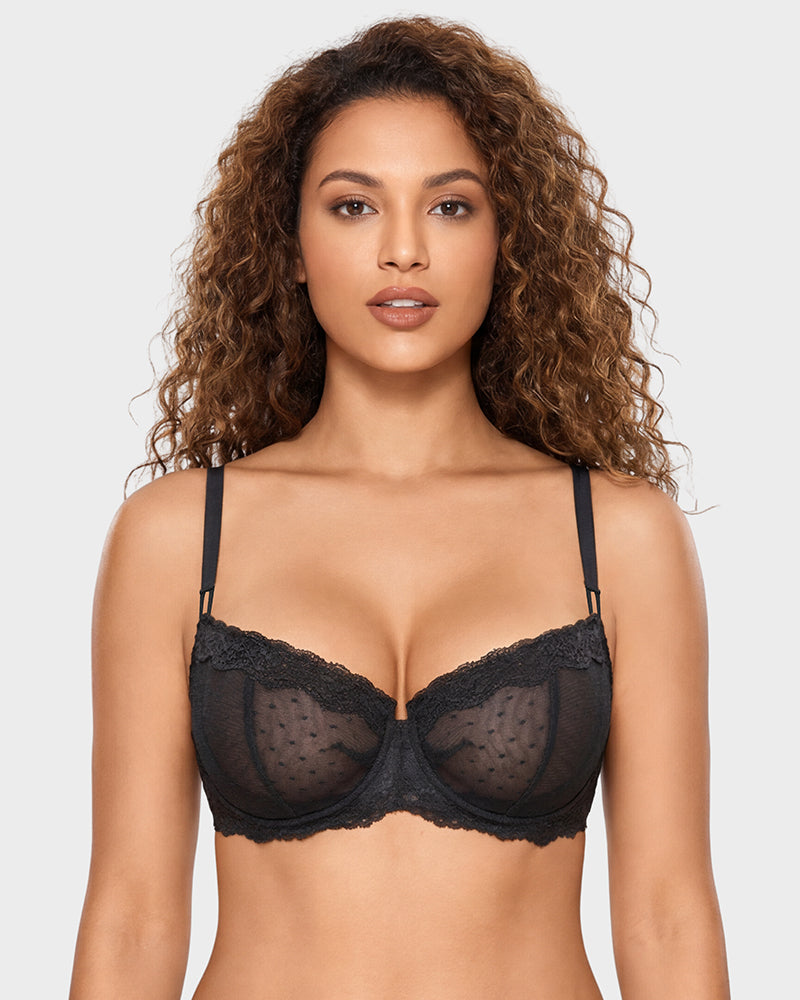Lace Underwire Unlined Sheer Demi Balconette Bra Main image