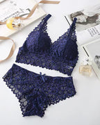 Romantic Lace Triangle Bra & Panty Lingerie Set(3 Pack)