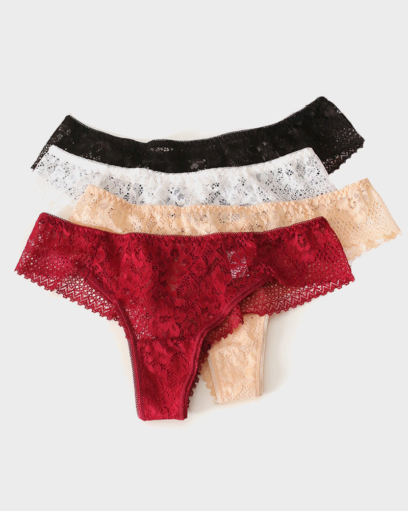 Floral Lace Cut-Out Thong Panties Main image