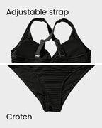 Textured Knot-Front High-Waisted Bikini Set