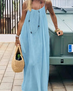 Women's Solid Color Backless Cami Dress