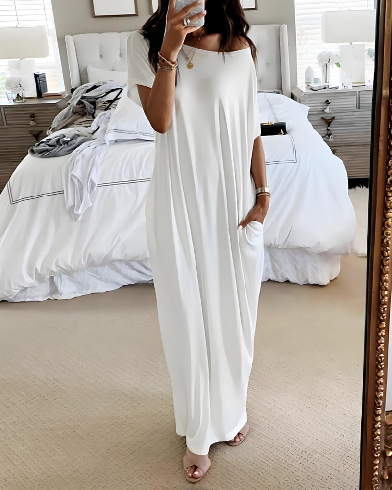 Off-Shoulder Batwing Sleeve Maxi Lounge Dress Secondary image